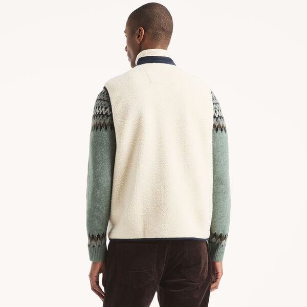 Big & Tall Faux Shearling Full-Zip Mixed Media Vest