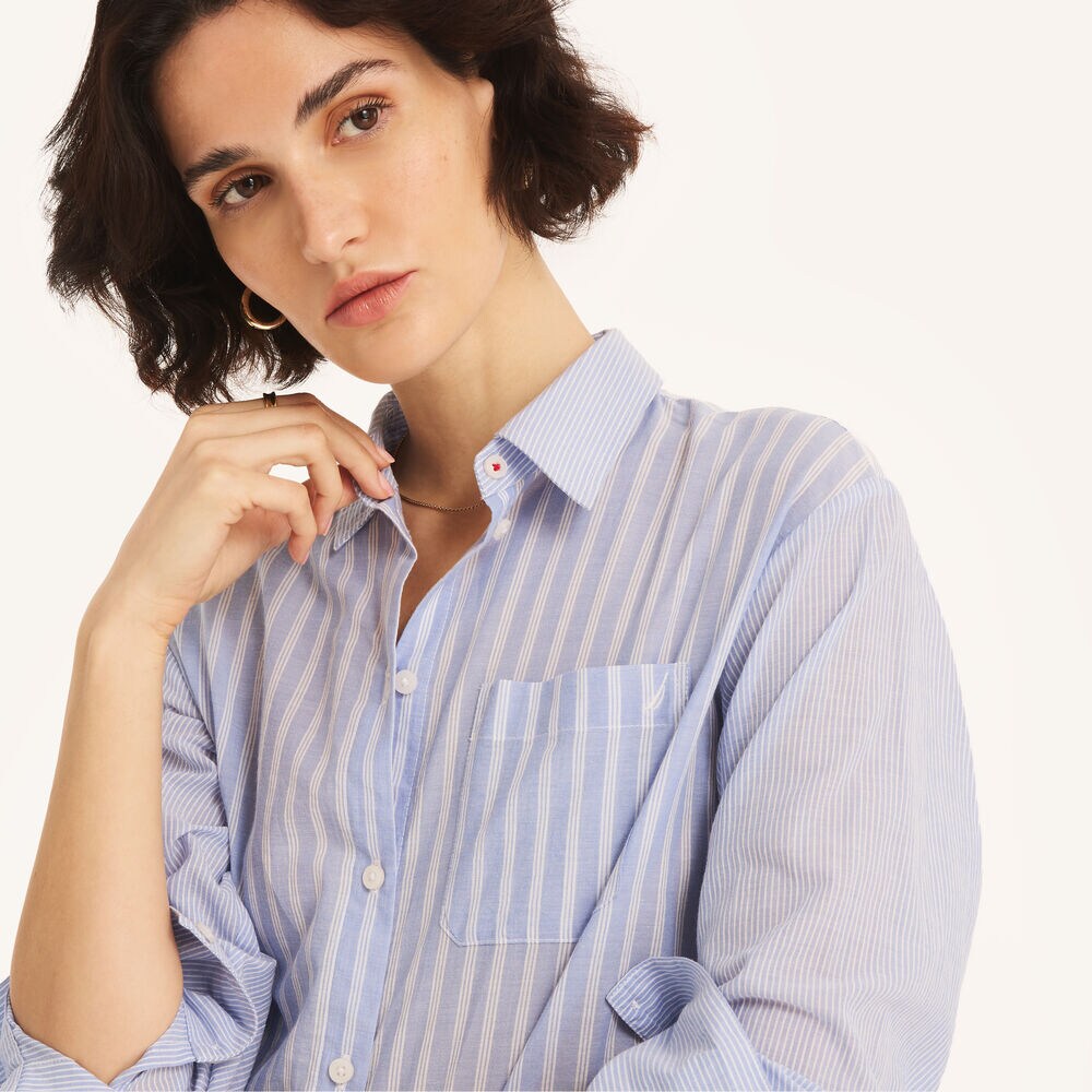 Striped Button-Down Shirt,Tropic Wave,large