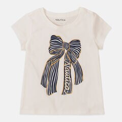 TODDLER GIRLS' BOW GRAPHIC T-SHIRT (2T-4T),White,large