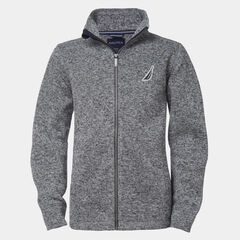 BOYS' BRAND ICON FULL-ZIP FLEECE (8-20),Gunmetal Grey,large