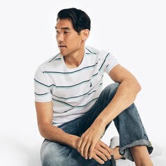 SUSTAINABLY CRAFTED STRIPED T-SHIRT,Bright White,large