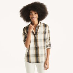 Plaid Button-Down Shirt,Coastal Tan,large