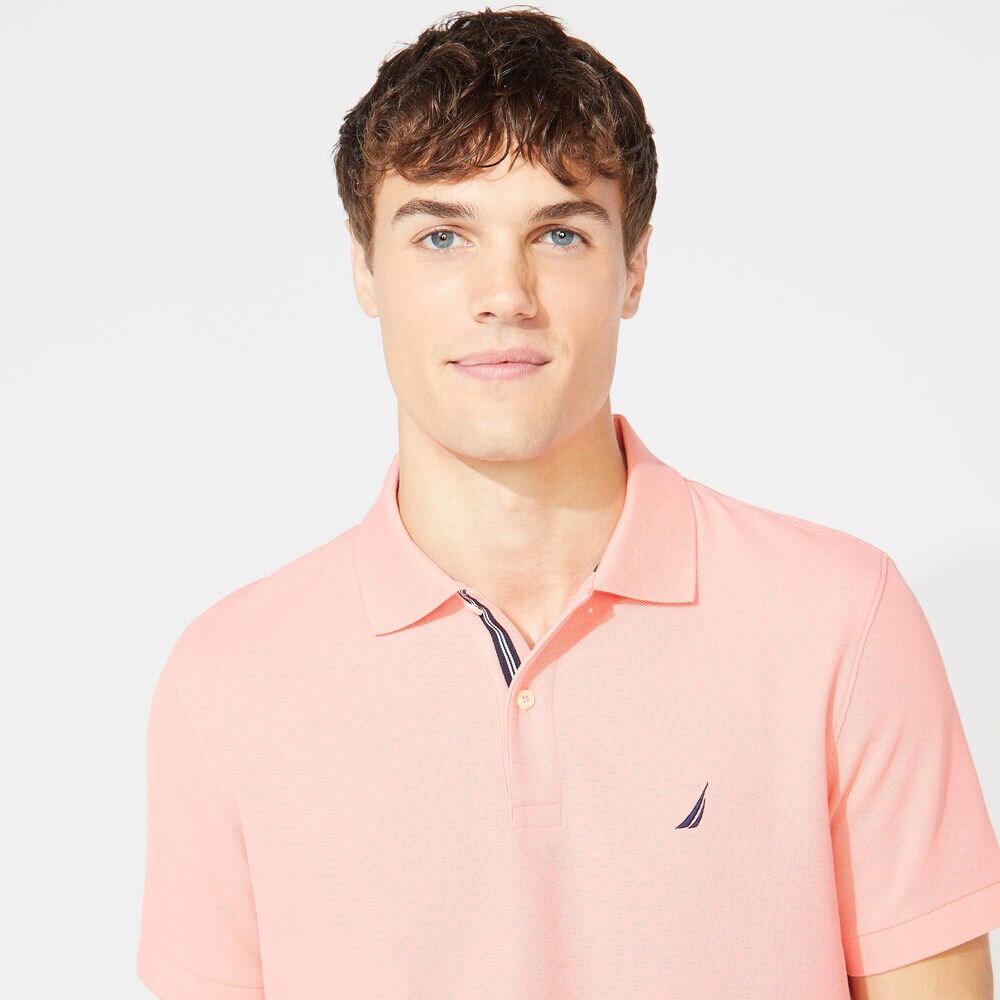 BIG & TALL STRETCH MESH POLO,Pale Coral,large