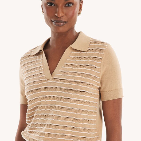 Wave Stitch Short-Sleeve Sweater