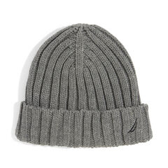 RIBBED KNIT CUFF HAT,Grey Heather,large