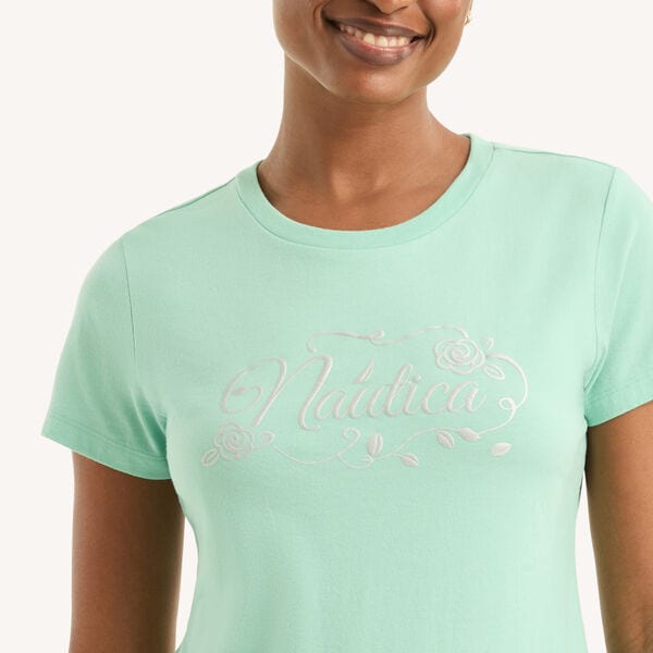 Script Logo Metallic Puff Graphic T-Shirt