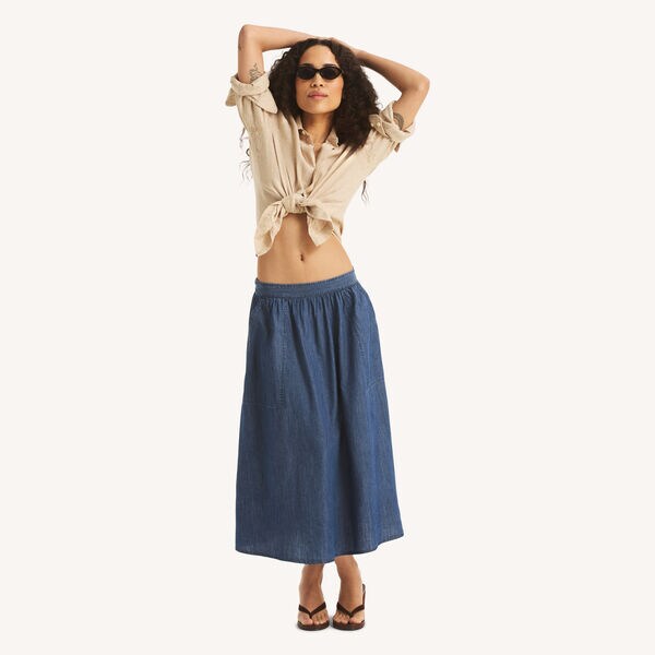 Chambray Midi Skirt