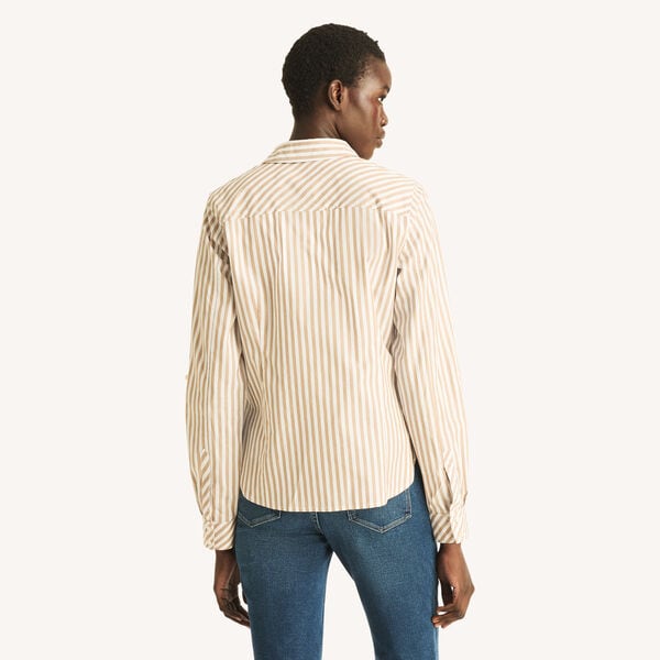 Striped Roll-Tab Sleeve Shirt