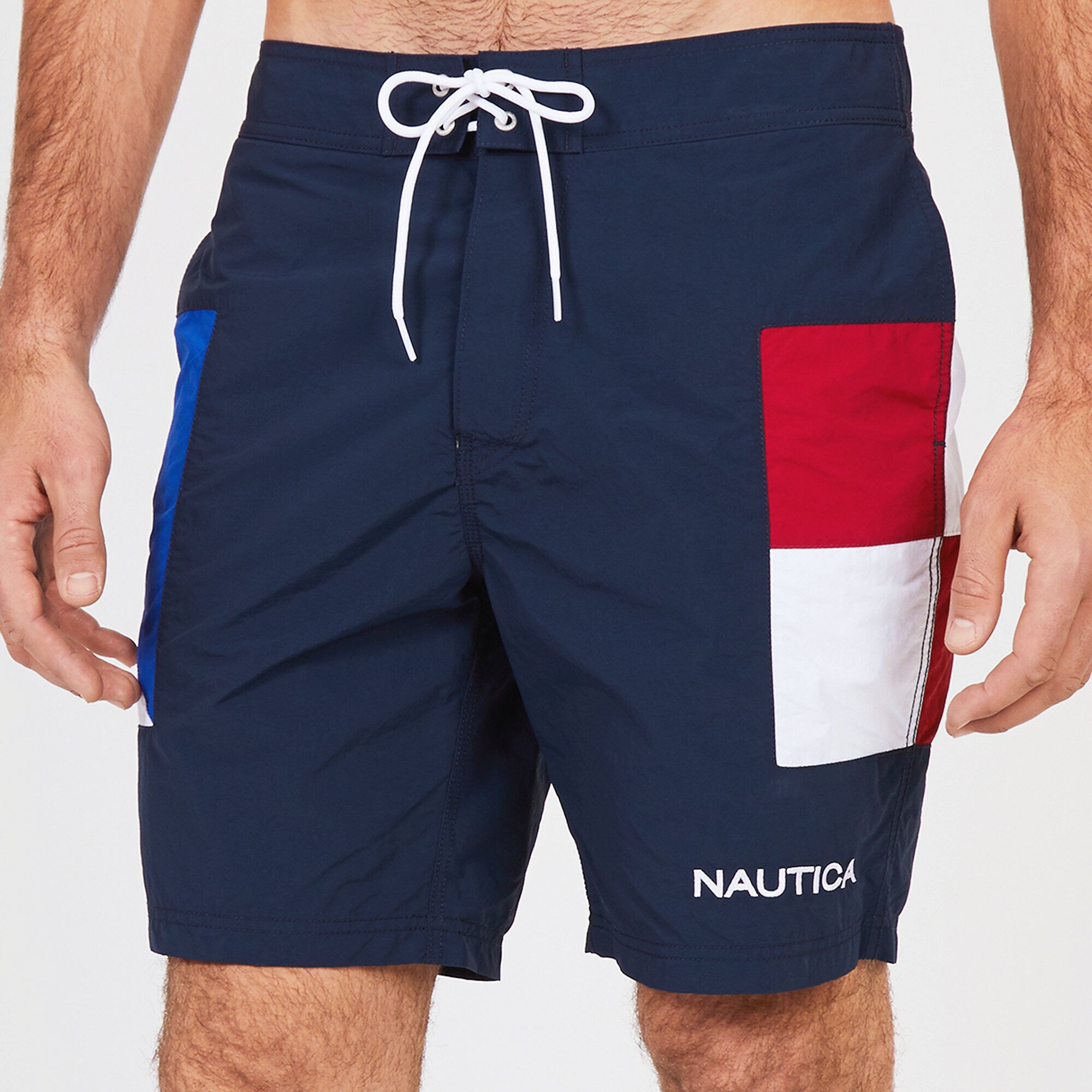 Sail Flag Heritage Half-Elastic Swim Shorts,Navy,large