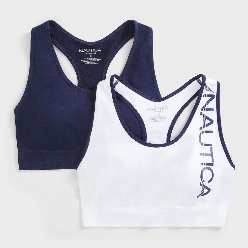 LOGO GRAPHIC SPORTS BRA, 2-PACK,Antique White Wash,large