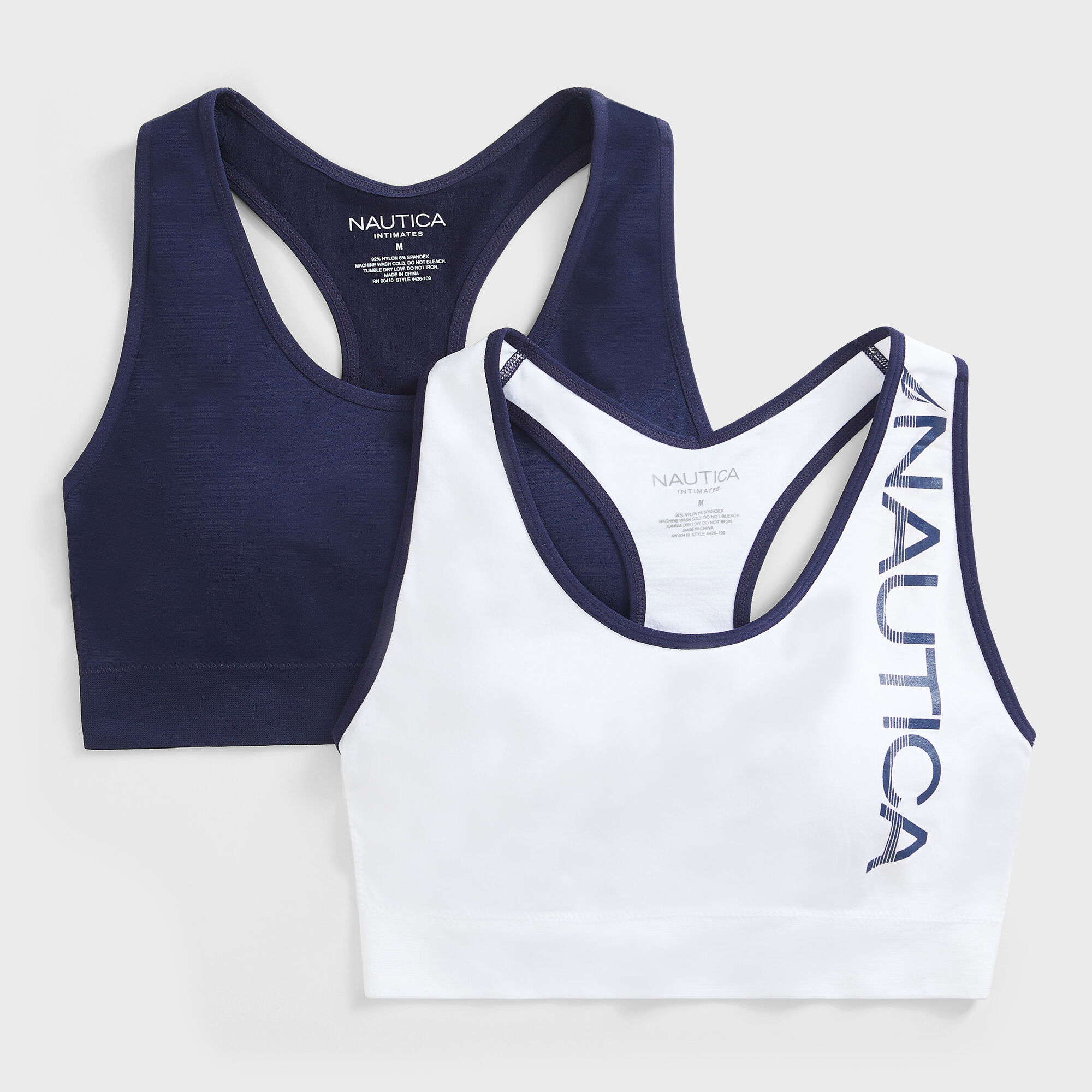 LOGO GRAPHIC SPORTS BRA, 2-PACK,Antique White Wash,large