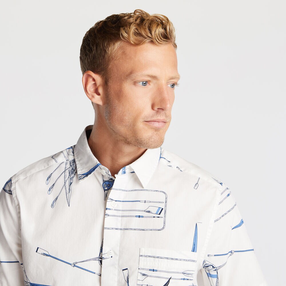 CLASSIC FIT SHORT SLEEVE SHIRT IN ROW BOAT PRINT,Sail White,large
