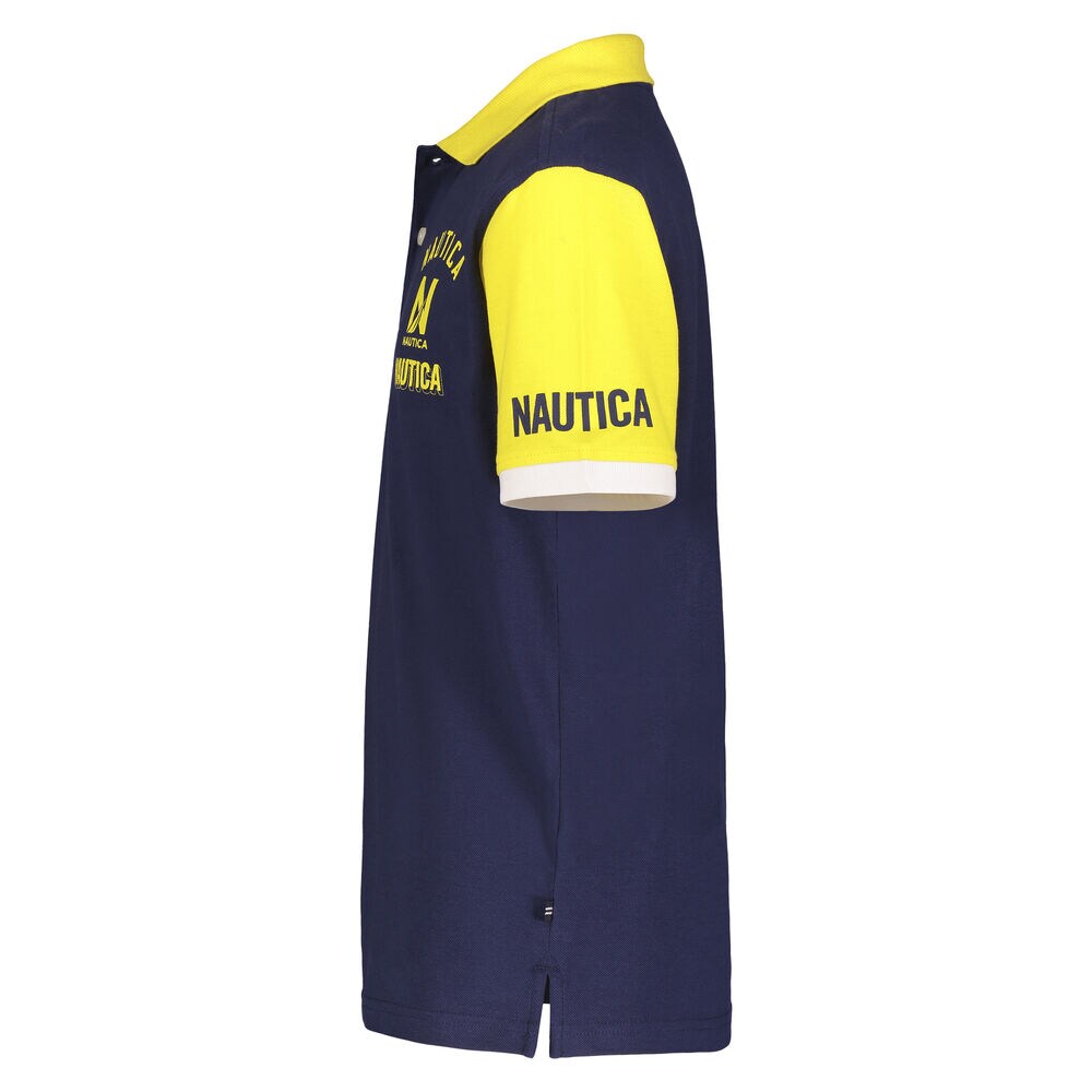 LITTLE BOYS' COLORBLOCK STACKED LOGO POLO (4-7),J Navy,large