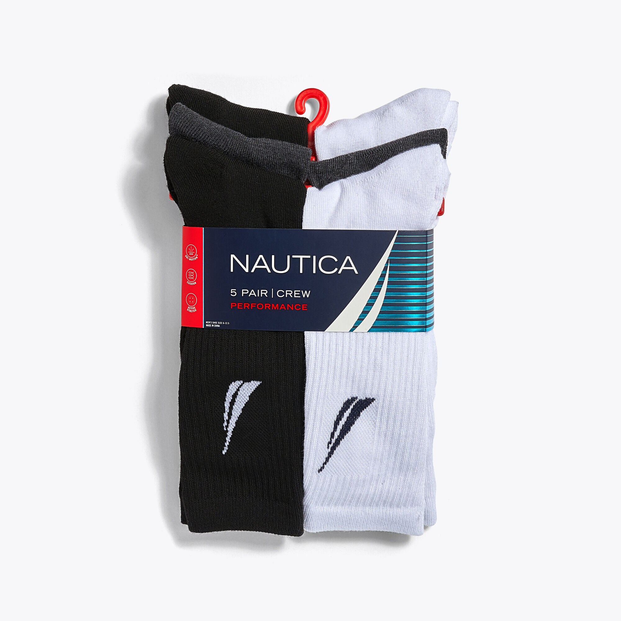 ATHLETIC CREW SOCKS, 5-PACK,Charcoal,large