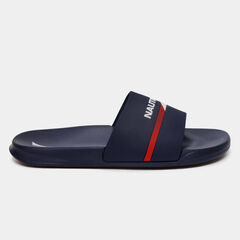 LOGO EMBOSSED SLIDE SANDALS,Ice Blue,large