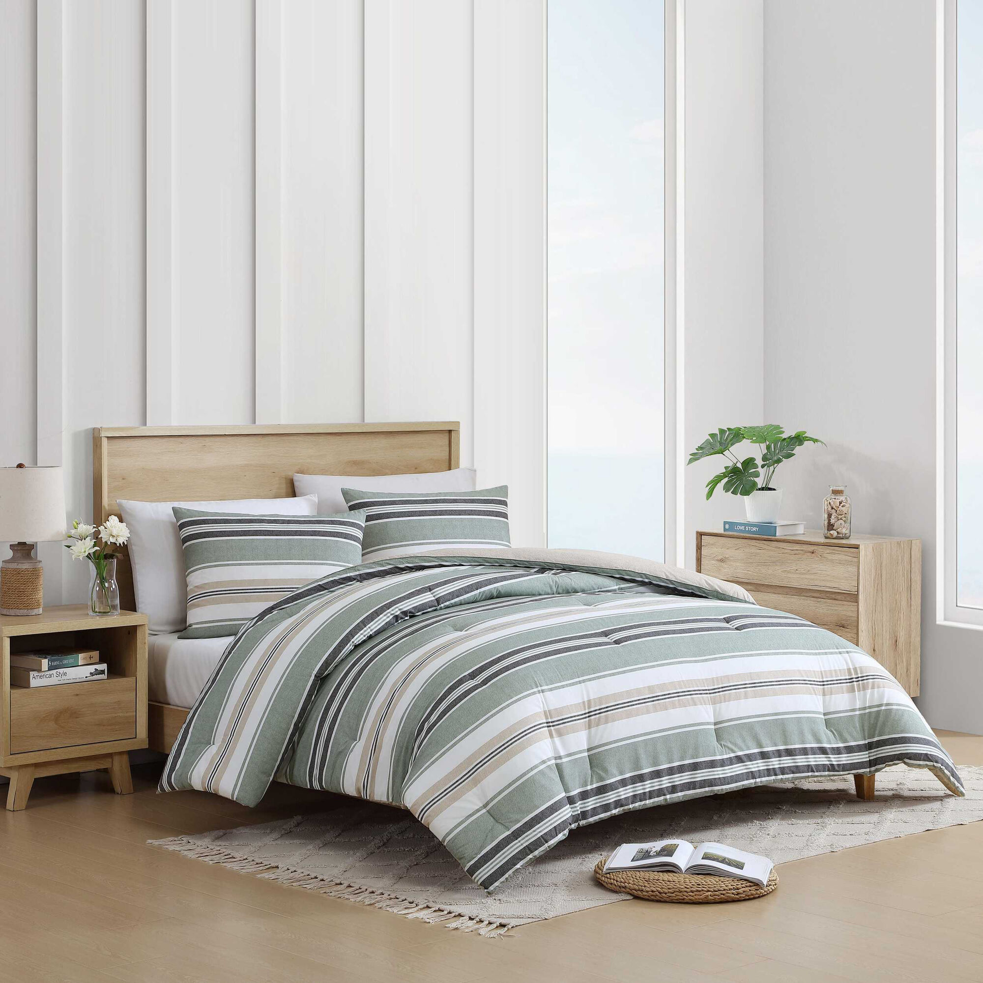 Prospect Harbor Green Full/Queen Comforter-Sham Set,Seaweed Heather,large