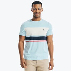 CHEST STRIPE COLORBLOCK T-SHIRT,Cobalt Wave,large
