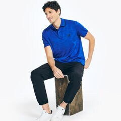 CLASSIC FIT PRINTED MESH POLO,Bright Cobalt,large