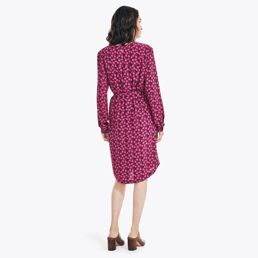 SUSTAINABLY CRAFTED FLORAL BELTED SHIRT DRESS,Parfait Pink,large