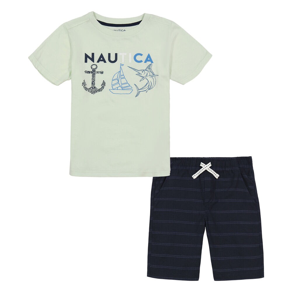 TODDLER BOYS' T-SHIRT SHORT 2PC SET,Admiral Blue,large