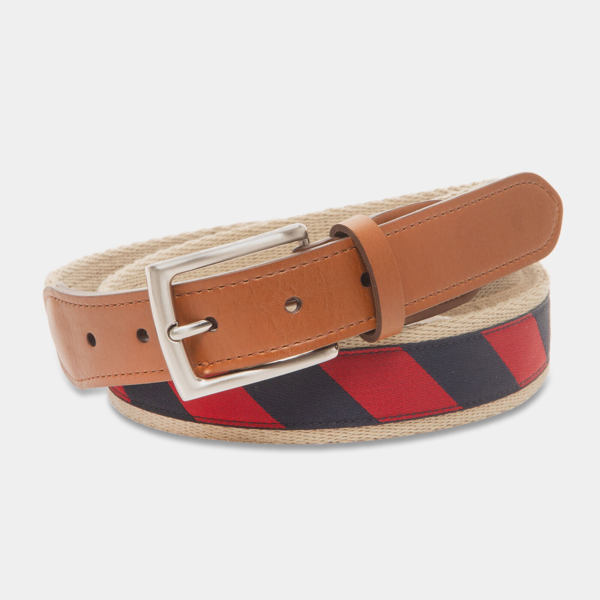 MIXED MEDIA BELT IN STRIPE,Nautica Red,large