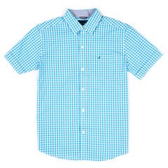 Toddler Boys' Stretch Gingham Button Down (2T-4T),Delphinium Blue,large