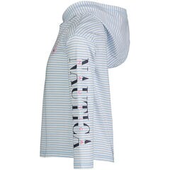 Little Girls' Striped Hooded Long-Sleeve T-Shirt (4-6X),Alaskan Blue,large
