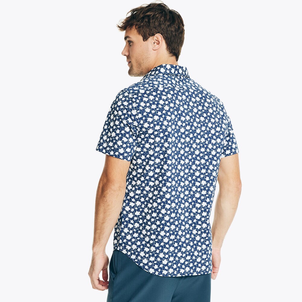 NAVTECH TRIM FIT PRINTED SHORT-SLEEVE SHIRT,Estate Blue,large