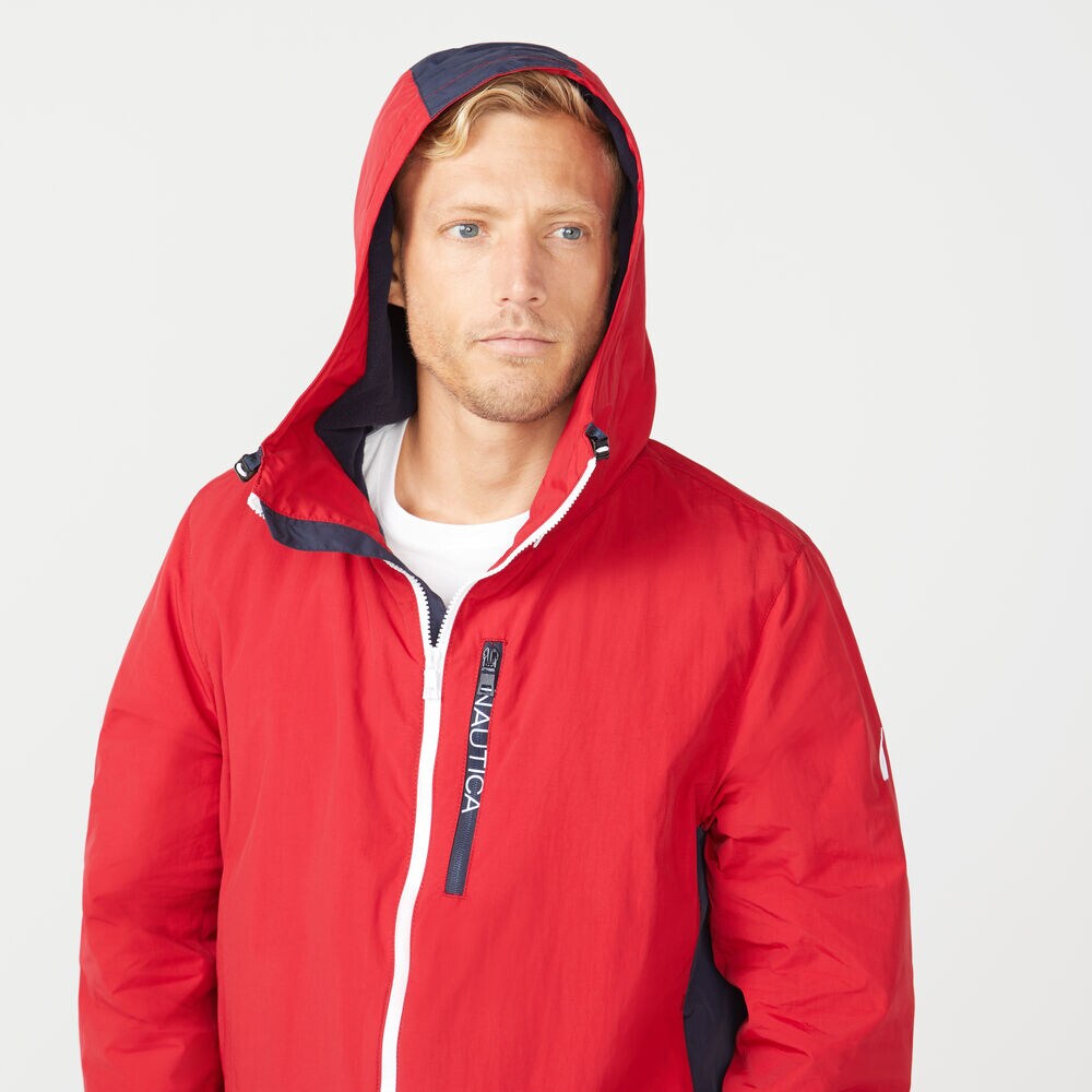FLEECE LINED HOODED JACKET,Nautica Red,large
