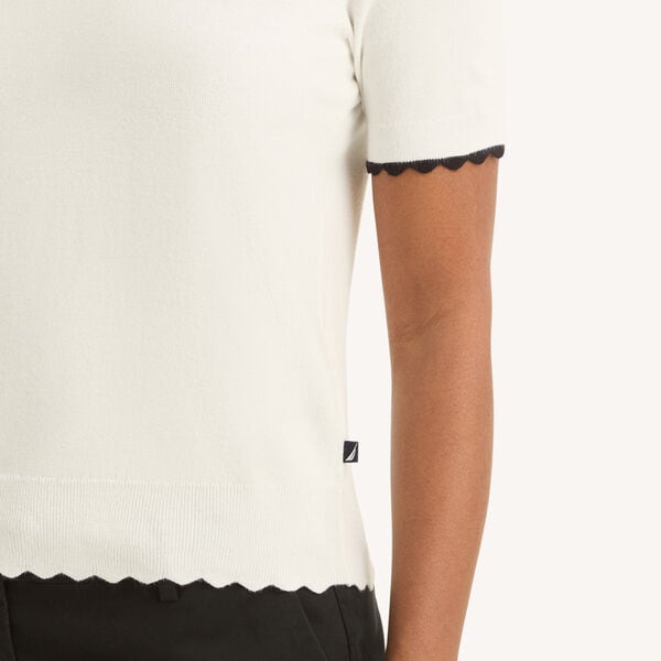 Scalloped Short-Sleeve Sweater