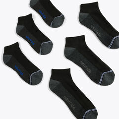 ATHLETIC LOGO QUARTER SOCKS, 6-PACK,Black,large