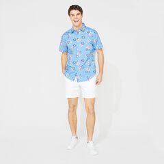 FLORAL PRINT SHORT SLEEVE SHIRT,Alaskan Blue,large