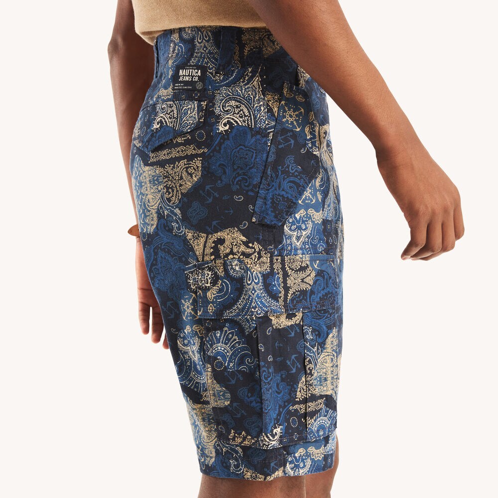Nautica Jeans Co. 9.5" Printed Ripstop Cargo Short,Stellar Blue Heather,large