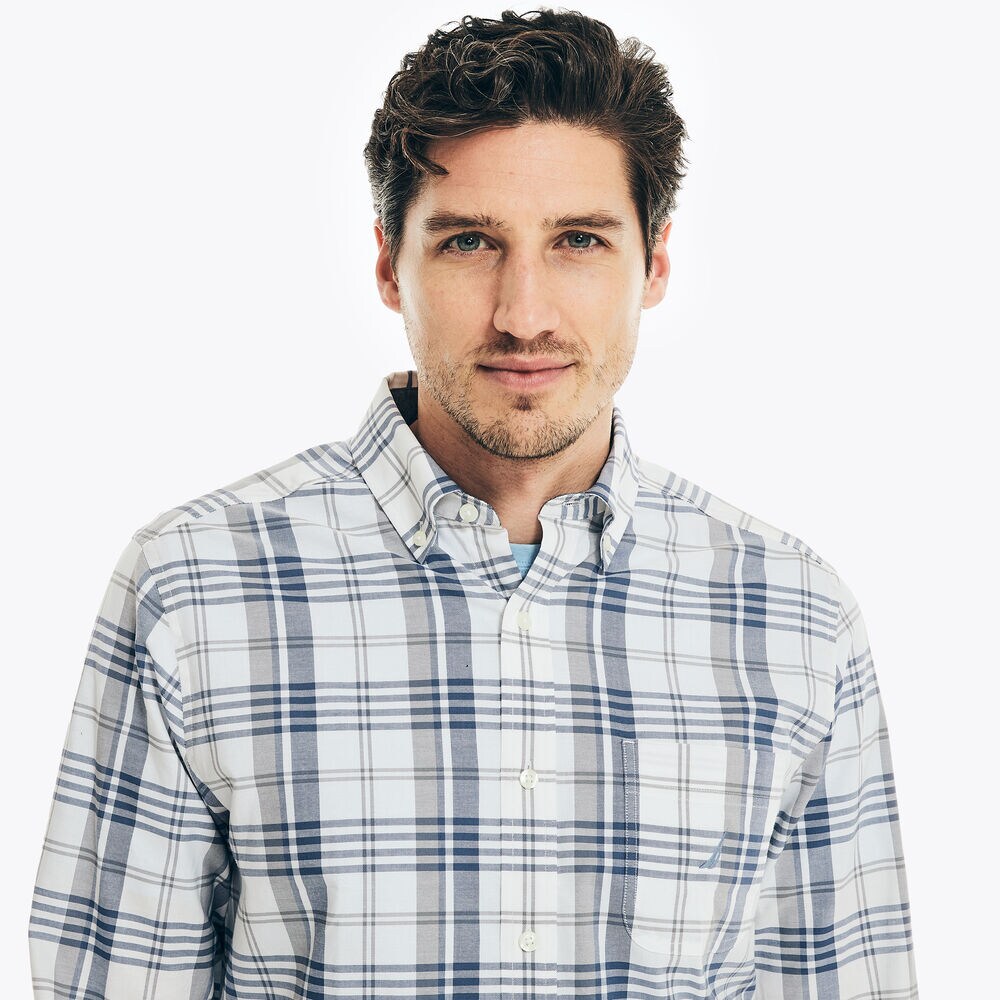 PLAID OXFORD SHIRT,Bright White,large