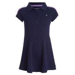 GIRL'S COLORBLOCK SLEEVE POLO DRESS (2T - 4T),Navy,large