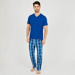 Knit + Woven Pajama Set - Plaid,J Navy,large