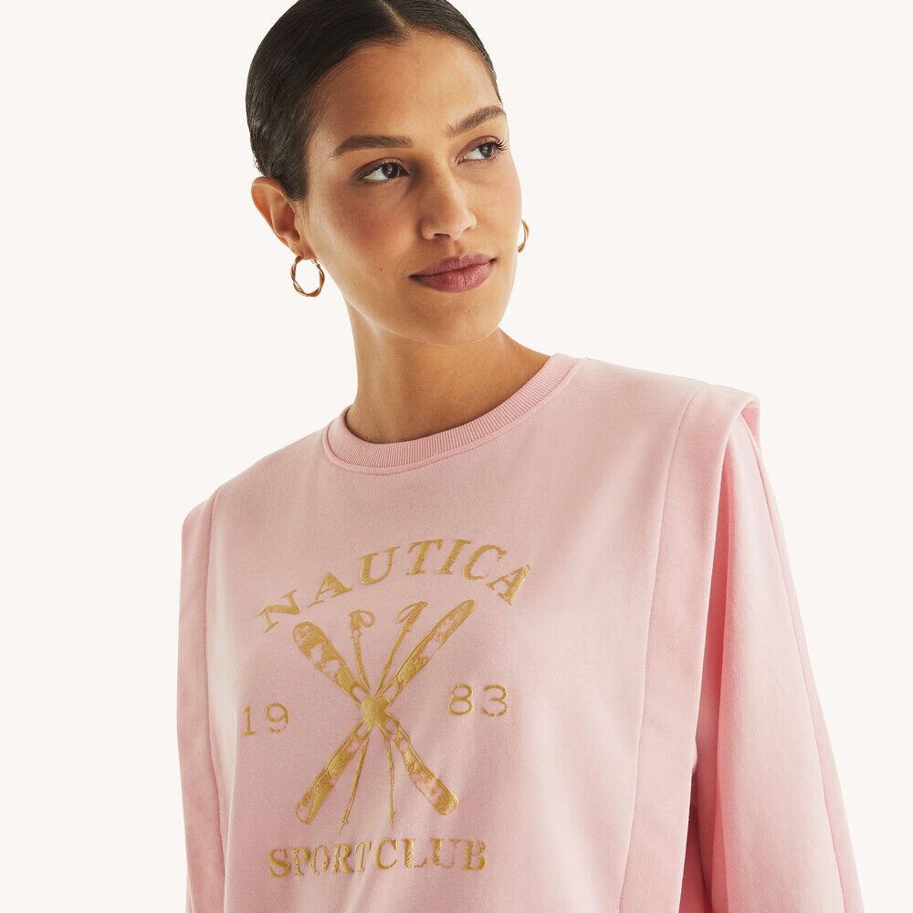 Graphic Crewneck Sweatshirt,Oxford Pink,large