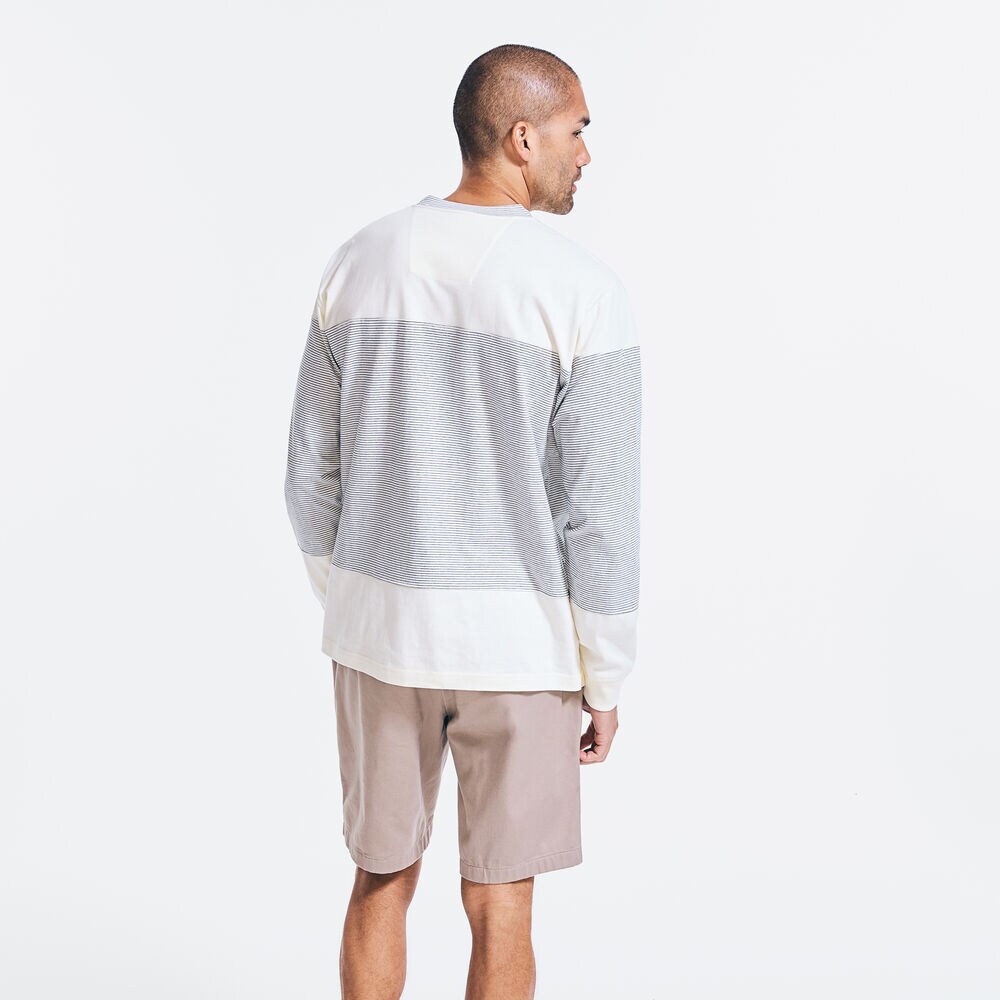 STRIPED LONG-SLEEVE T-SHIRT,Sail Cream,large