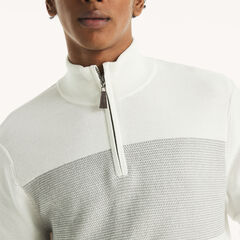 Colorblock Quarter-Zip Sweater,Sail White,large