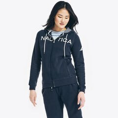 LOGO FULL-ZIP HOODIE,Stellar Blue Heather,large