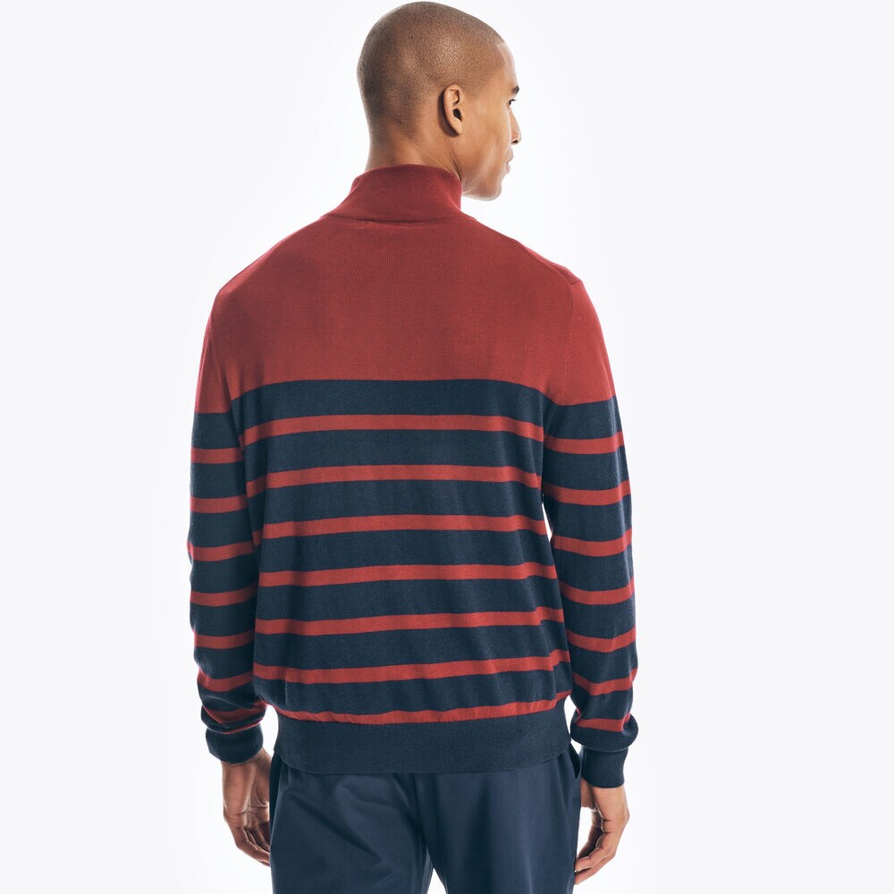 NAVTECH STRIPED QUARTER-ZIP SWEATER,Melonberry,large