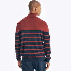 NAVTECH STRIPED QUARTER-ZIP SWEATER,Melonberry,large