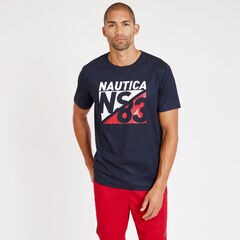 Graphic Performance Crewneck Tee,Navy,large