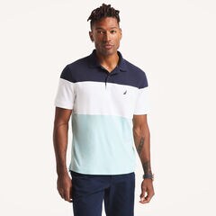 Colorblock Classic Fit Interlock Polo,Stellar Blue Heather,large