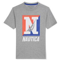 BOY'S "N" NAUTICA TEE,Grey Heather,large