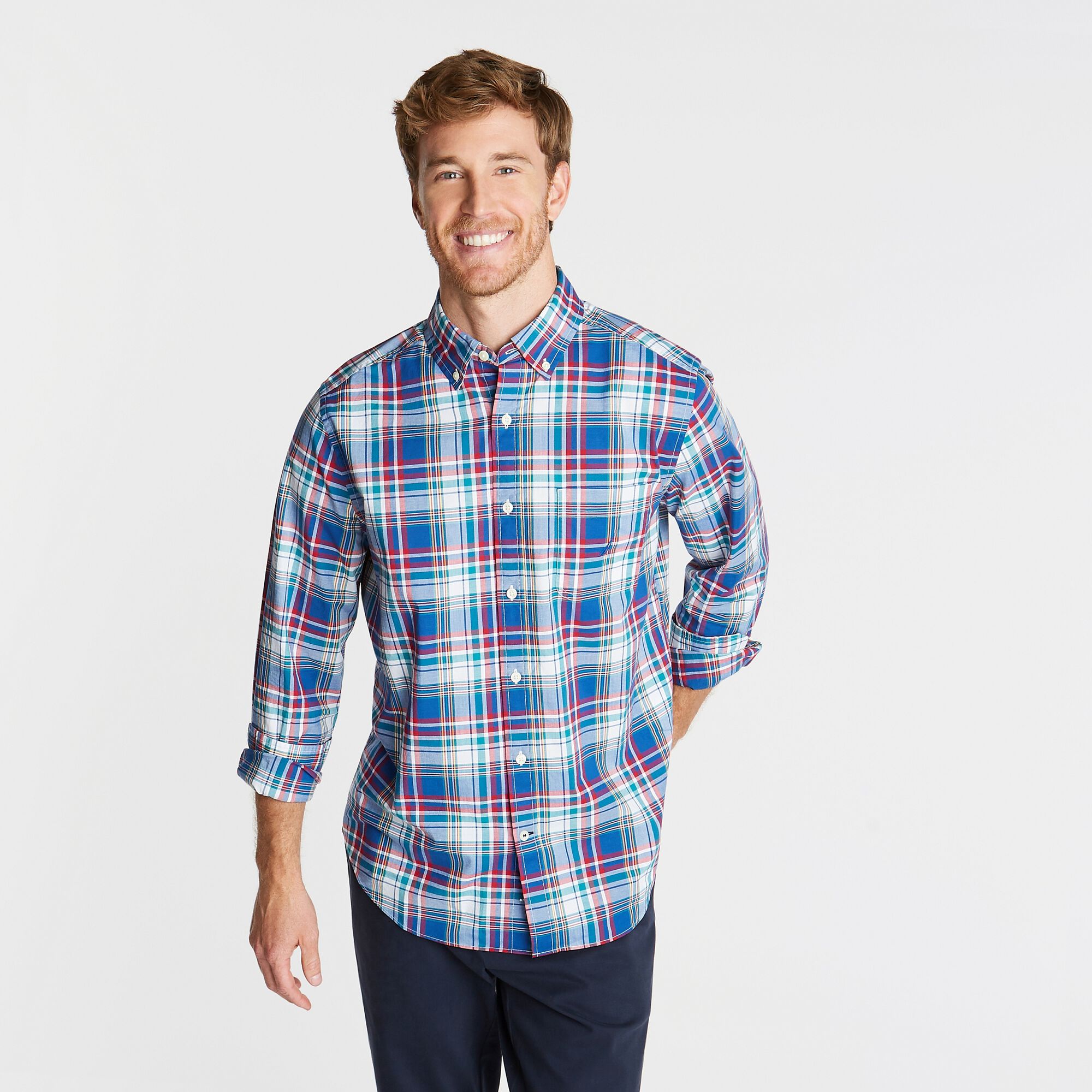 MULTI-PLAID OXFORD SHIRT,Limoges,large
