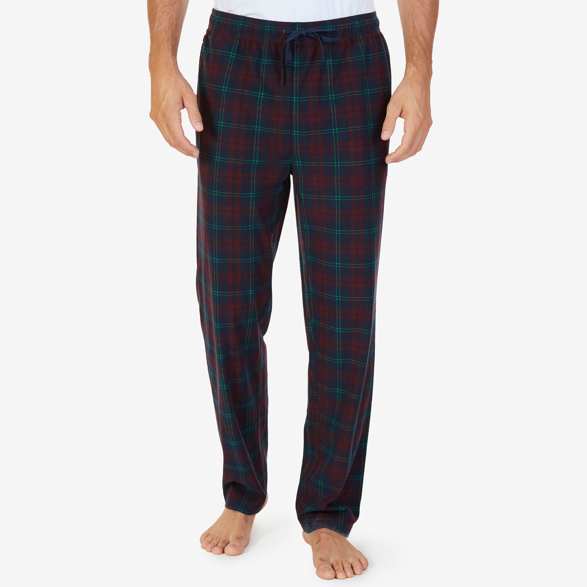 Cozy Fleece Plaid Pajama Pant,Navy,large