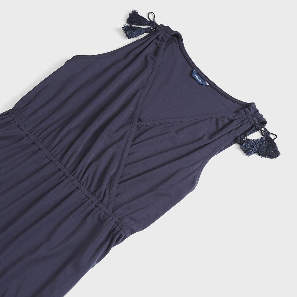 SLEEVELESS KNIT MIDI DRESS,Stellar Blue Heather,large