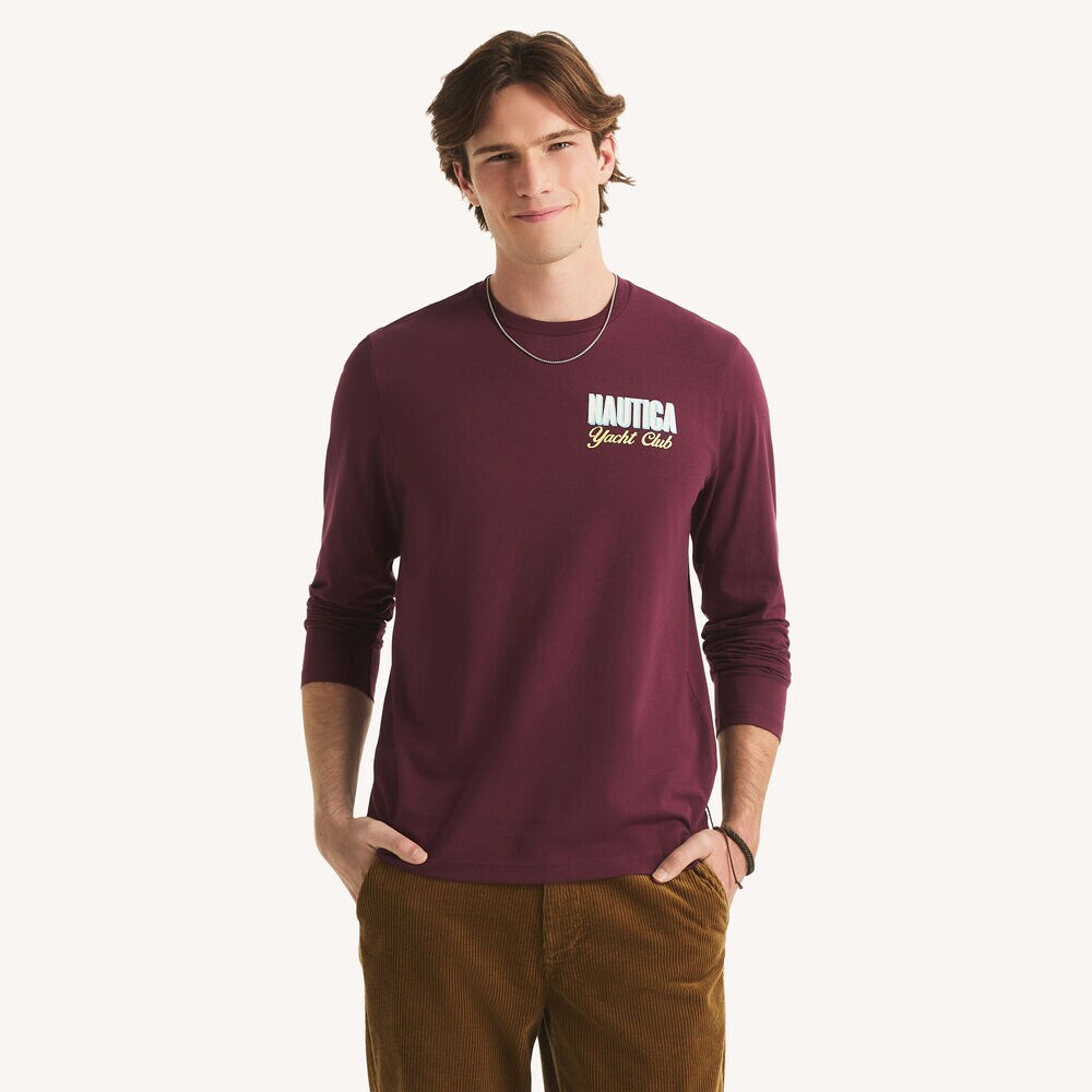 Yacht Club Graphic Long-Sleeve T-Shirt,Sunguard Red,large