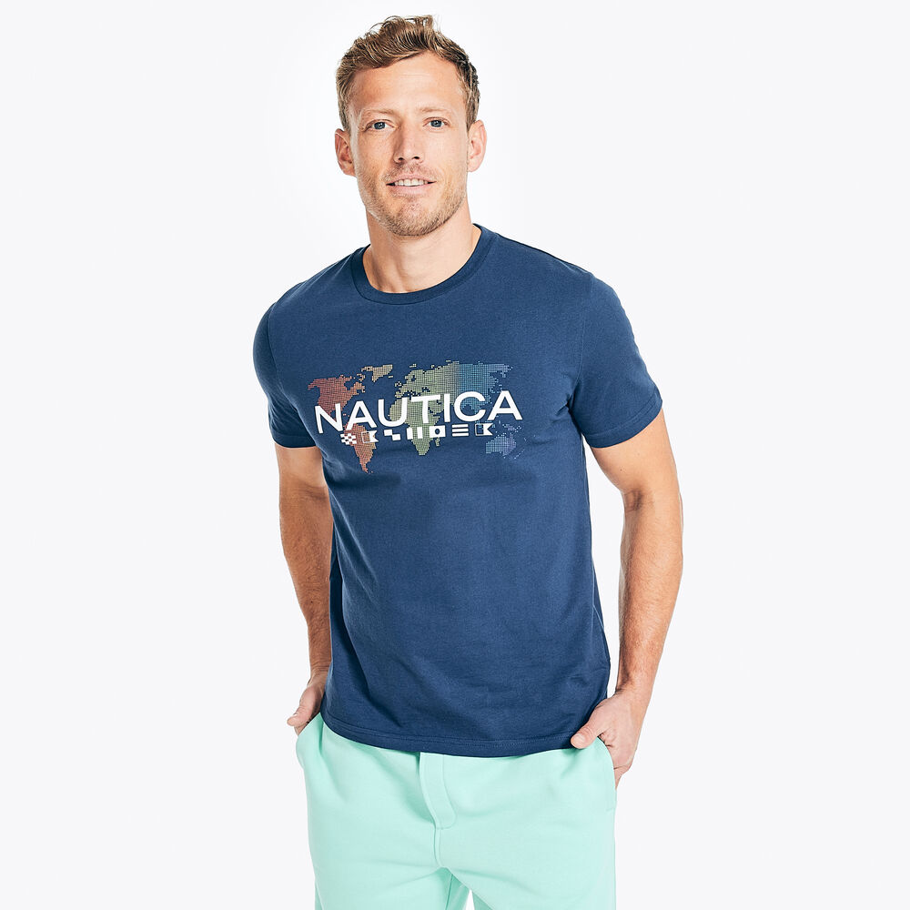 PRIDE NAUTICA FLAGS GRAPHIC T-SHIRT,Blue Depths,large